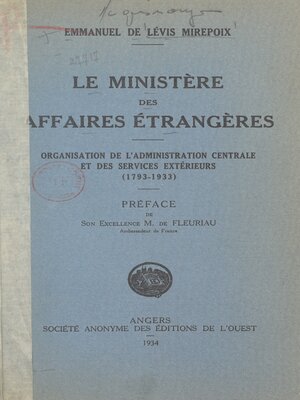 cover image of Le Ministère des Affaires étrangères